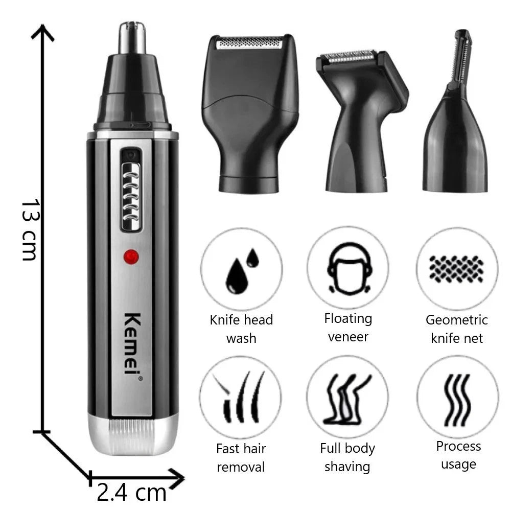 4 in 1 Mens Grooming Kit with USB Rechargeable Nose and Ear Hair Trimmer for Men